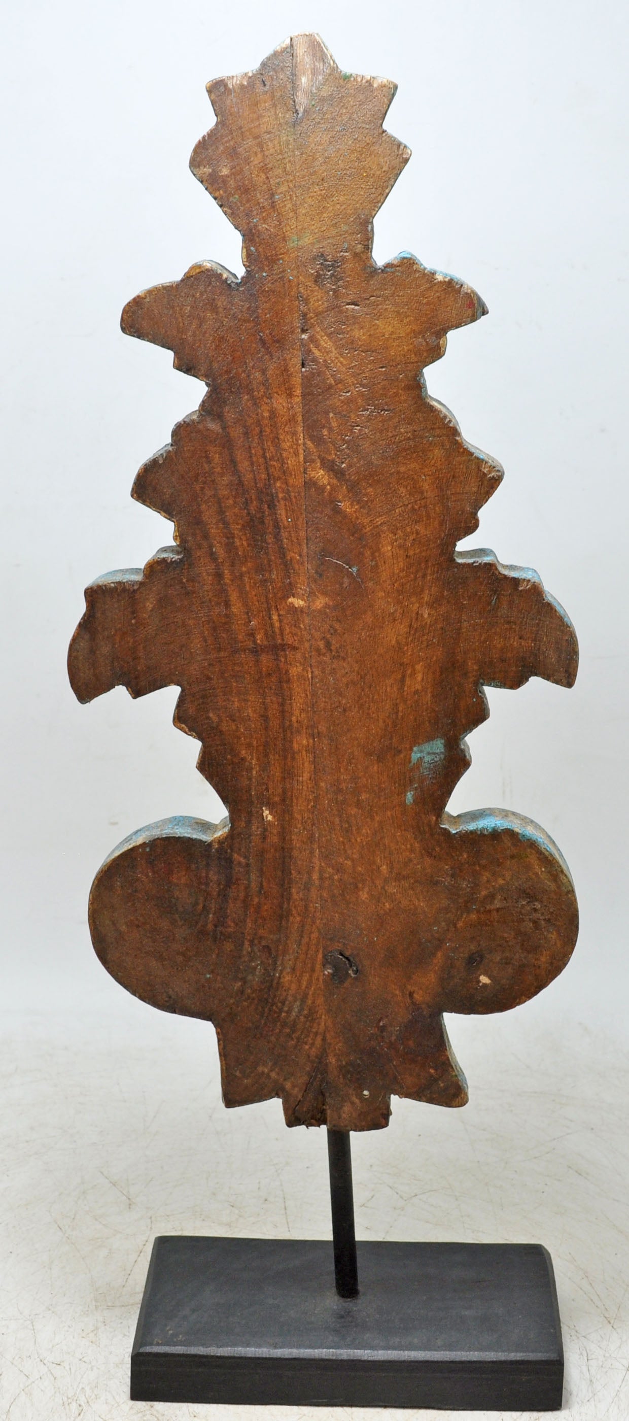 Fine Hand Carved Wooden Flower Carving Panel Plaque Rustic Painted Blue