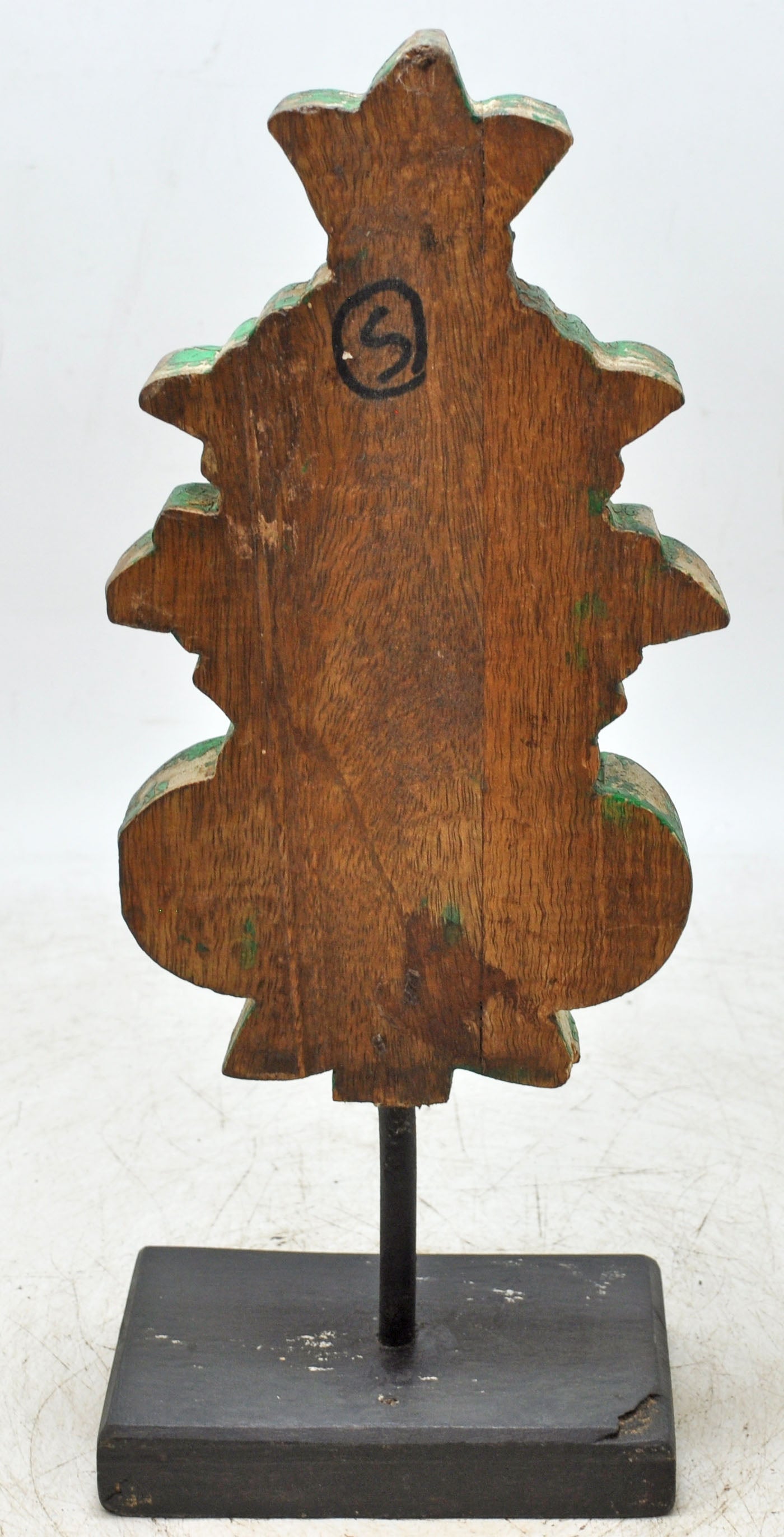 Fine Hand Carved Wooden Flower Carving Panel Plaque Rustic Painted Green