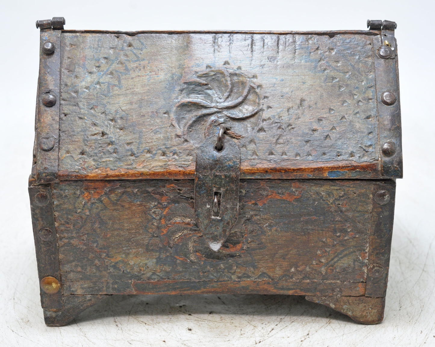 Vintage Wooden Dome Shaped Storage Box Original Old Hand Crafted Carved