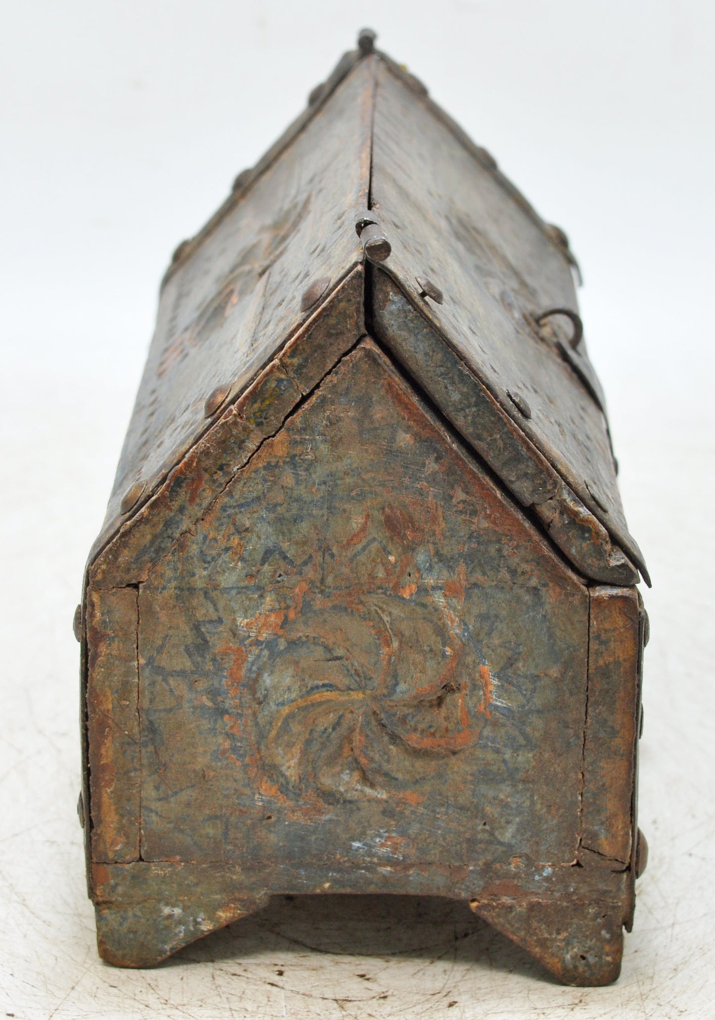 Vintage Wooden Dome Shaped Storage Box Original Old Hand Crafted Carved