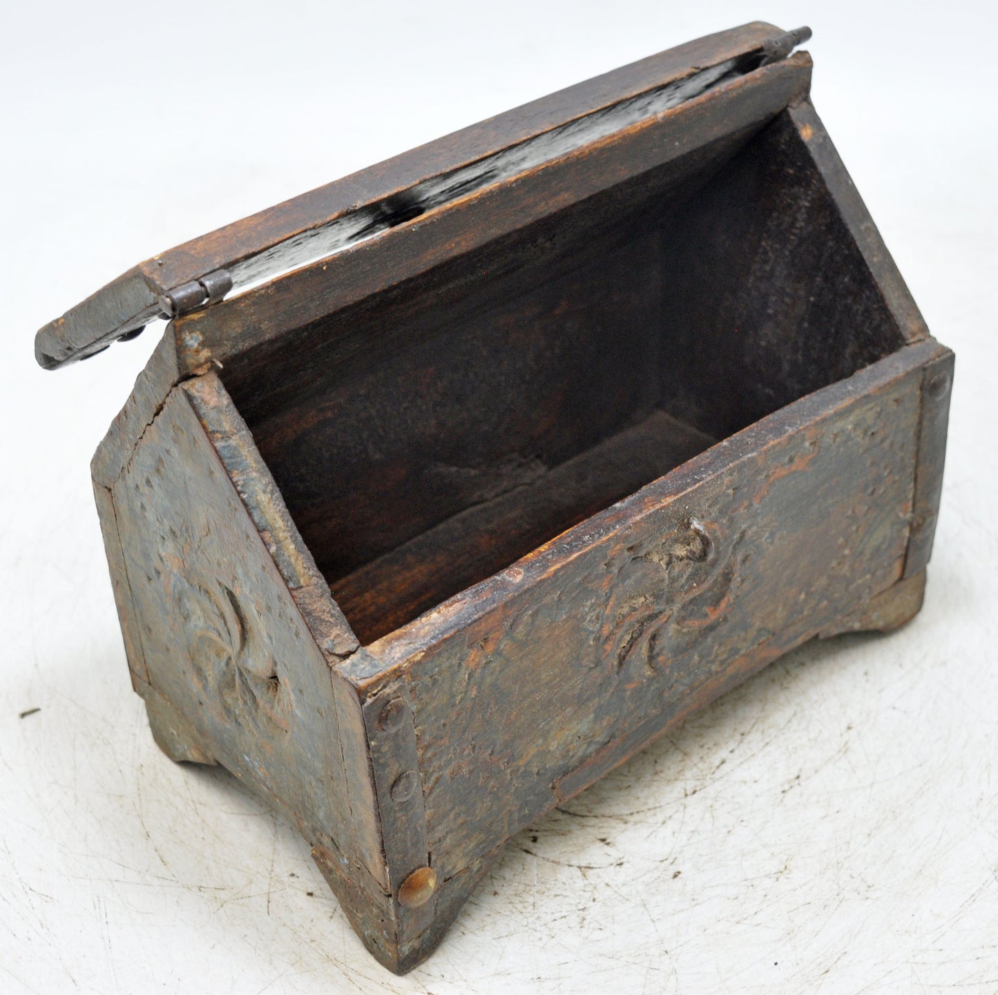 Vintage Wooden Dome Shaped Storage Box Original Old Hand Crafted Carved