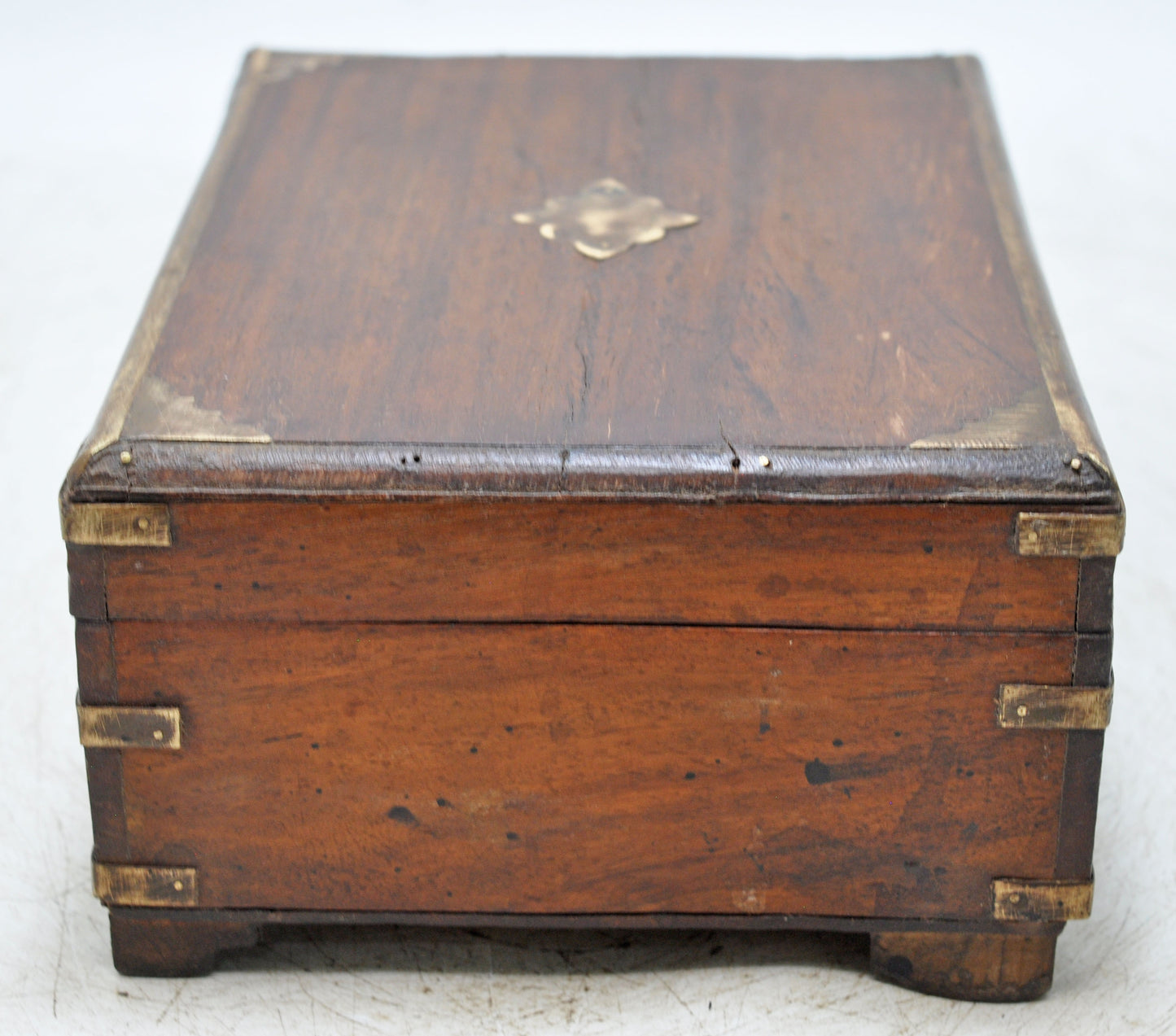 Vintage Wooden Brass Fitted Storage Box Original Old Hand Crafted