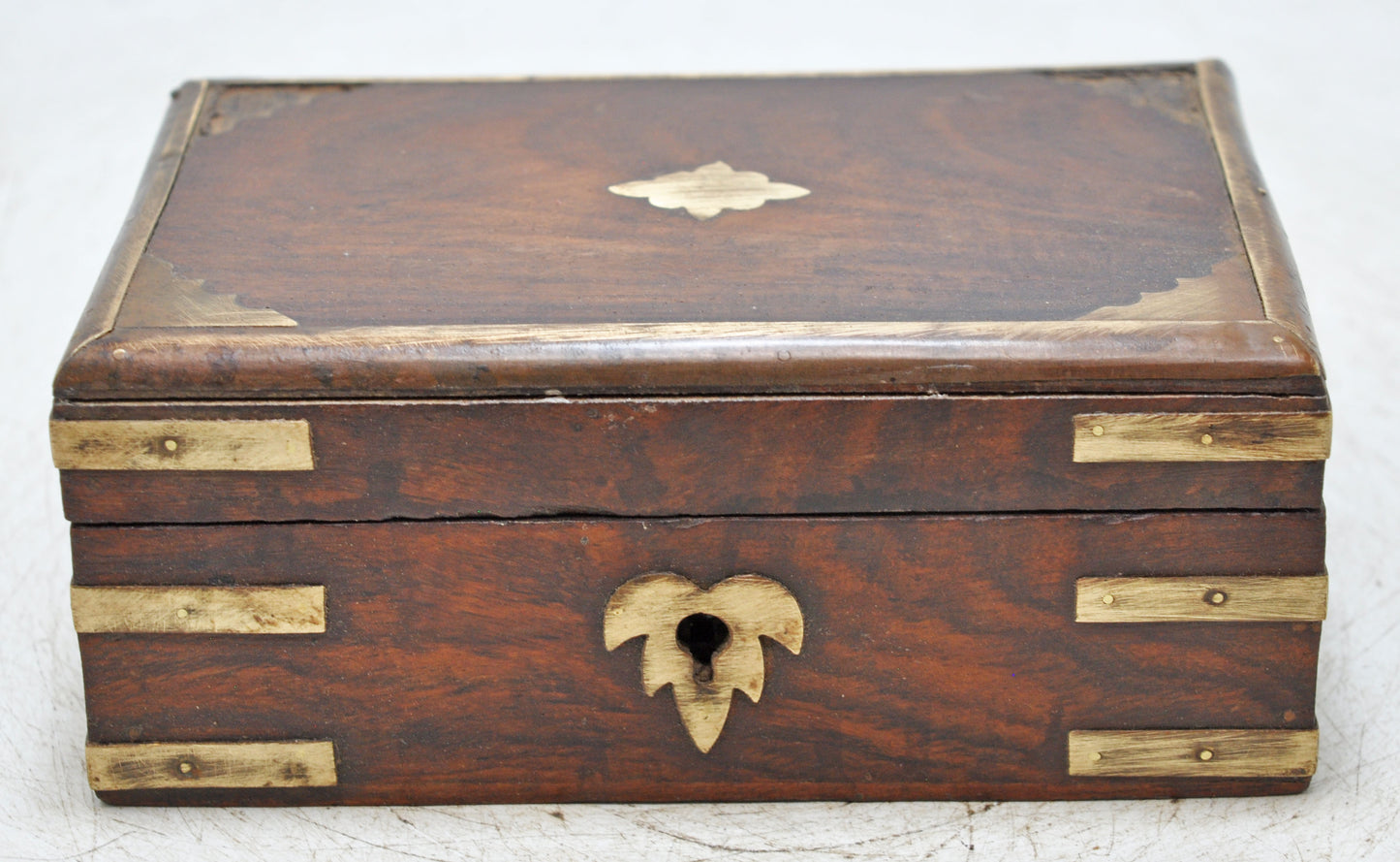 Vintage Wooden Brass Fitted Storage Box Original Old Hand Crafted