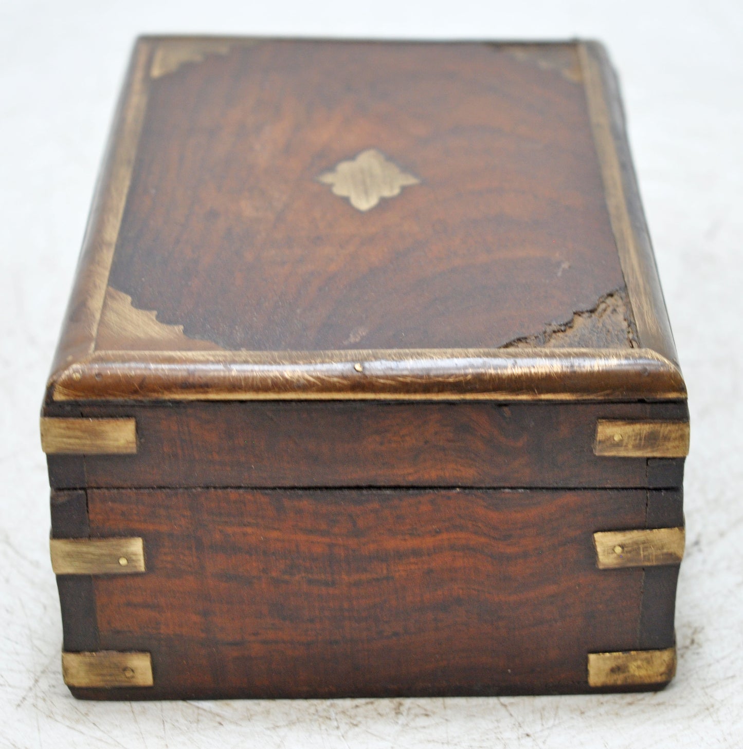 Vintage Wooden Brass Fitted Storage Box Original Old Hand Crafted