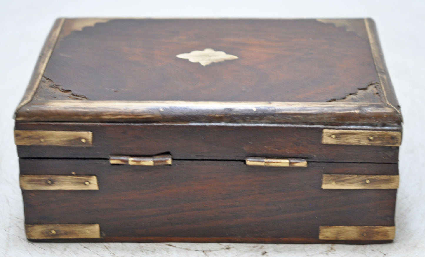 Vintage Wooden Brass Fitted Storage Box Original Old Hand Crafted