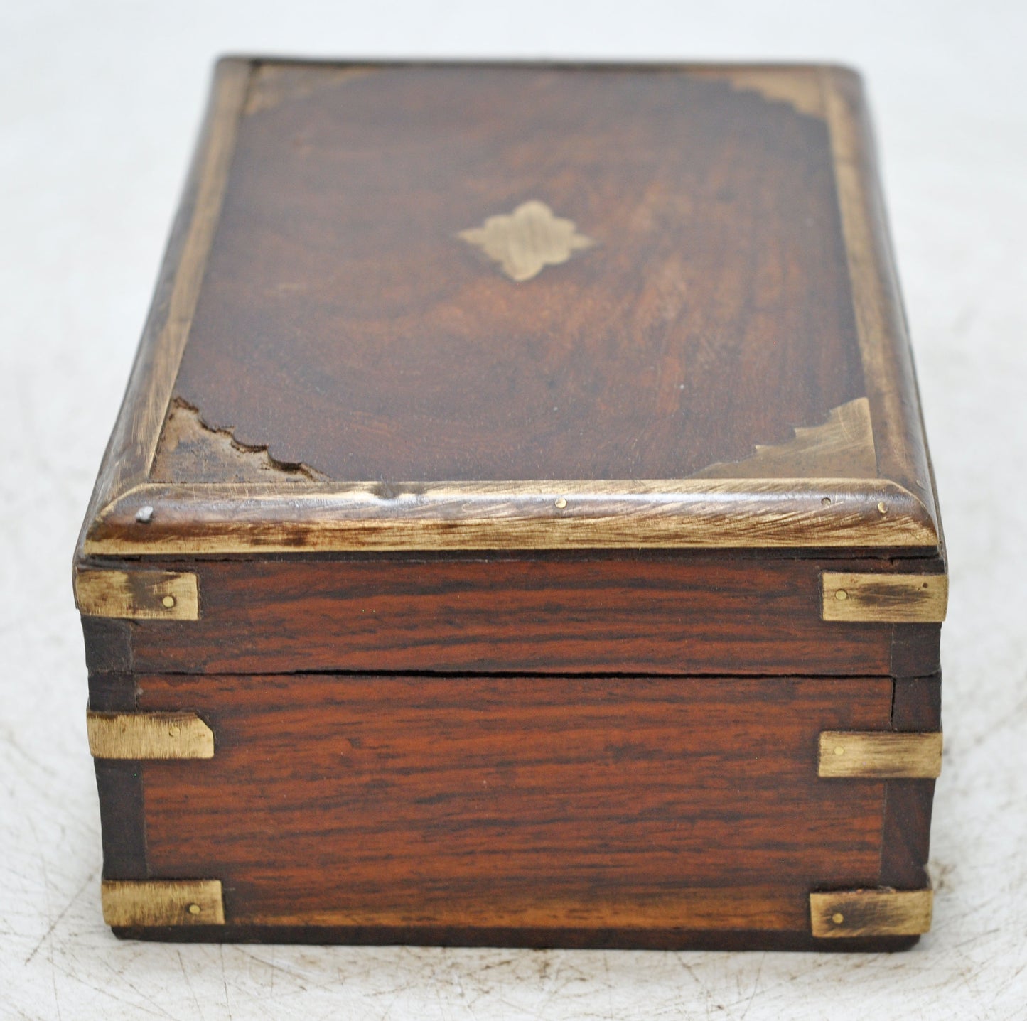 Vintage Wooden Brass Fitted Storage Box Original Old Hand Crafted