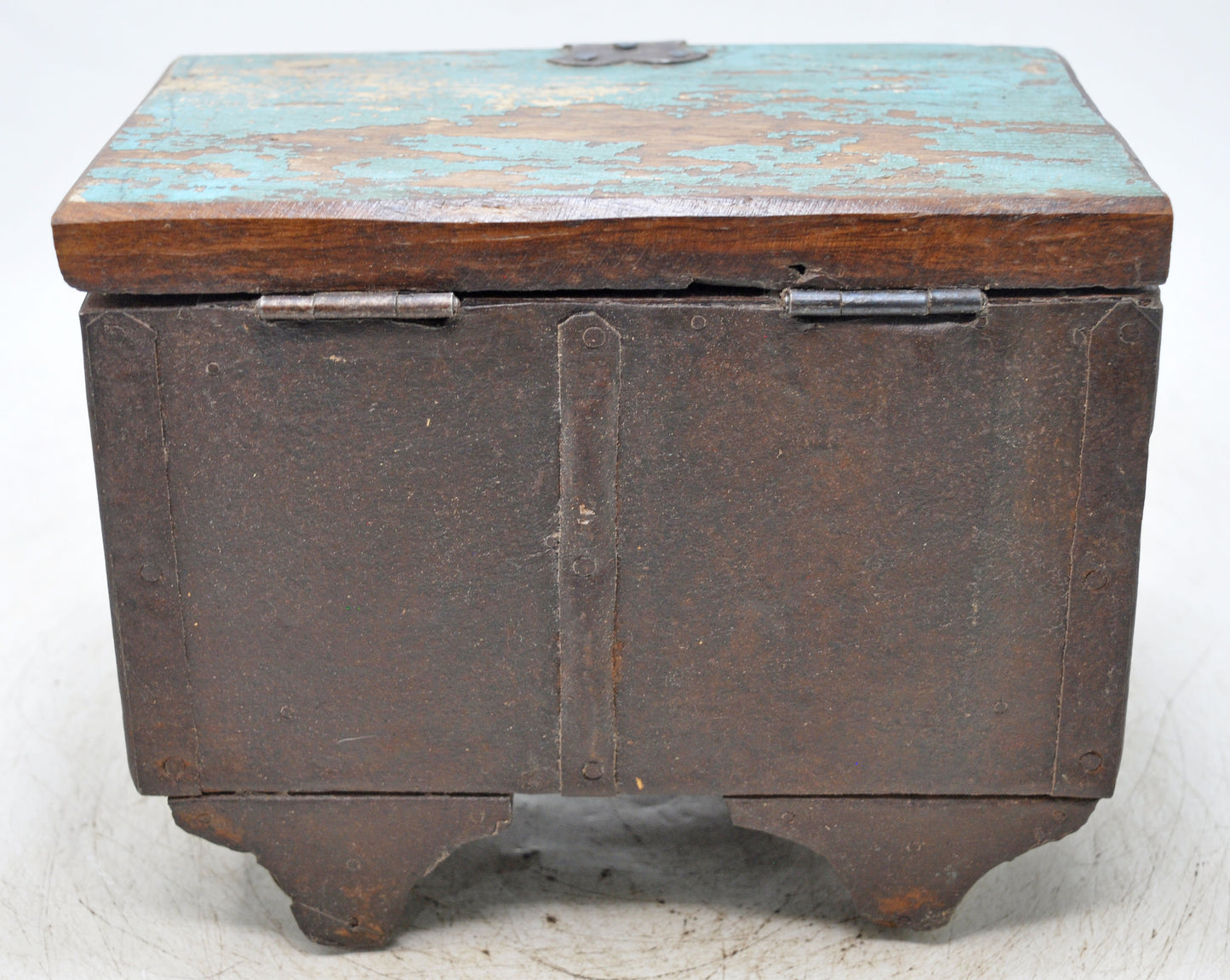 Vintage Wooden Small  Drawers Storage Box Original Old Hand Crafted Metal Fitted