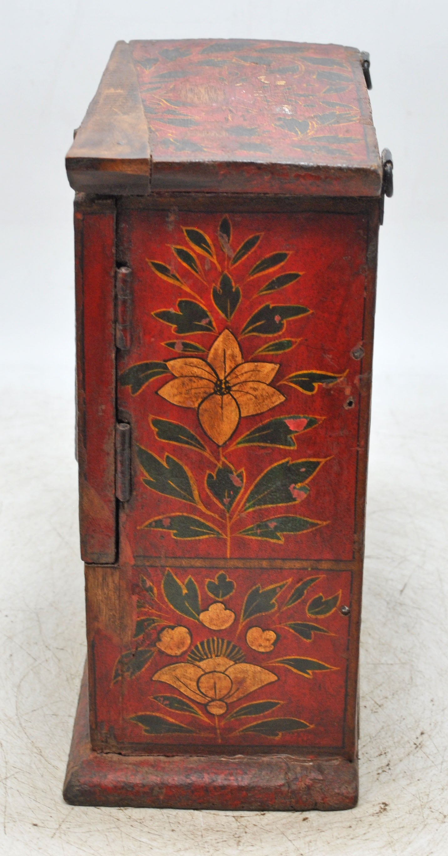 Vintage Wooden Small Cabinet Shaped Storage Box Original Old Hand Painted