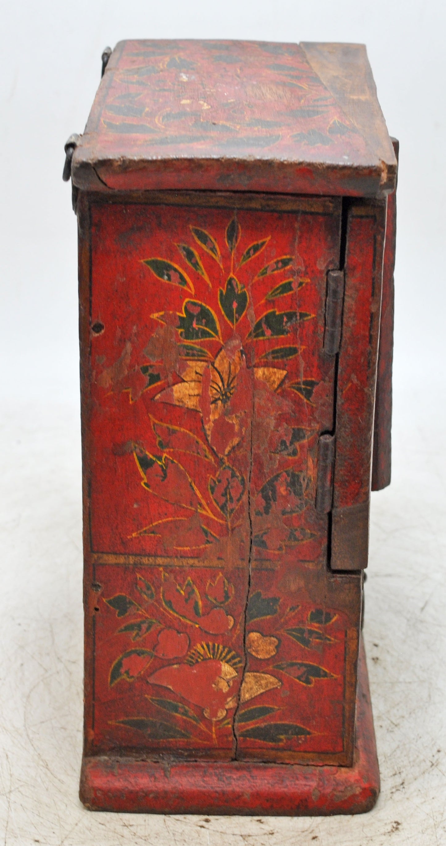Vintage Wooden Small Cabinet Shaped Storage Box Original Old Hand Painted