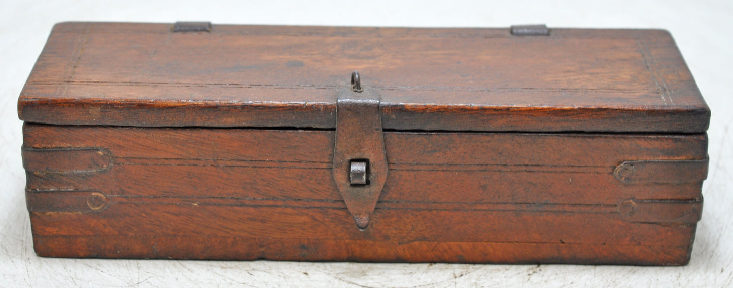 Vintage Wooden Long Pencil Stationary Box Original Old Hand Crafted