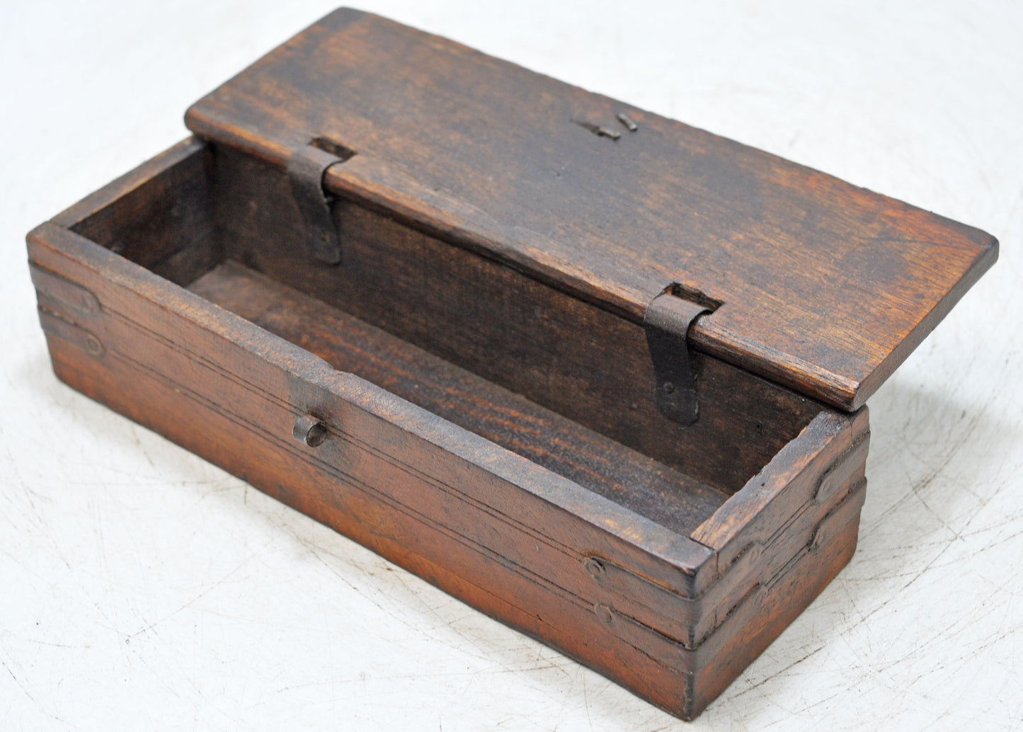 Vintage Wooden Long Pencil Stationary Box Original Old Hand Crafted