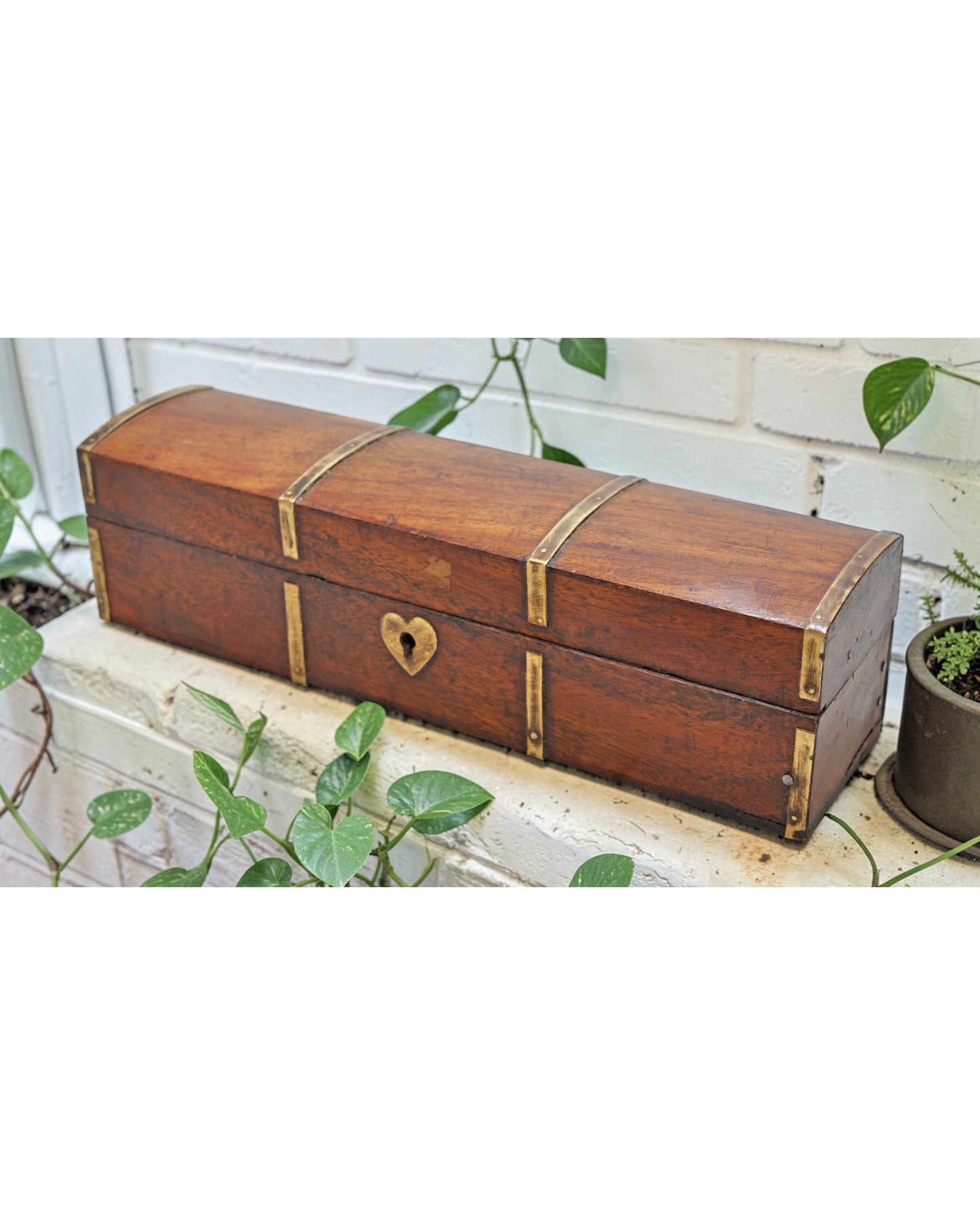 Vintage Wooden Long Pencil Stationary Box Original Old Hand Crafted