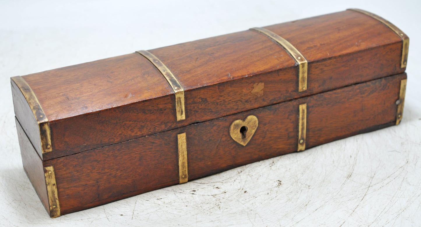 Vintage Wooden Long Pencil Stationary Box Original Old Hand Crafted