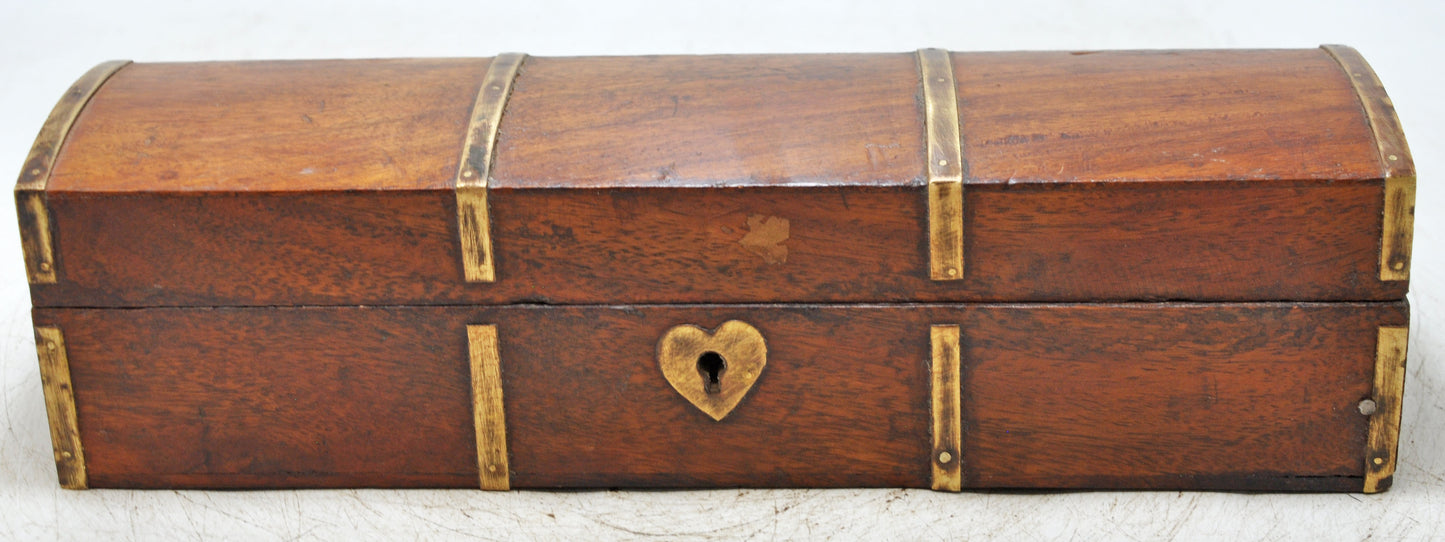 Vintage Wooden Long Pencil Stationary Box Original Old Hand Crafted