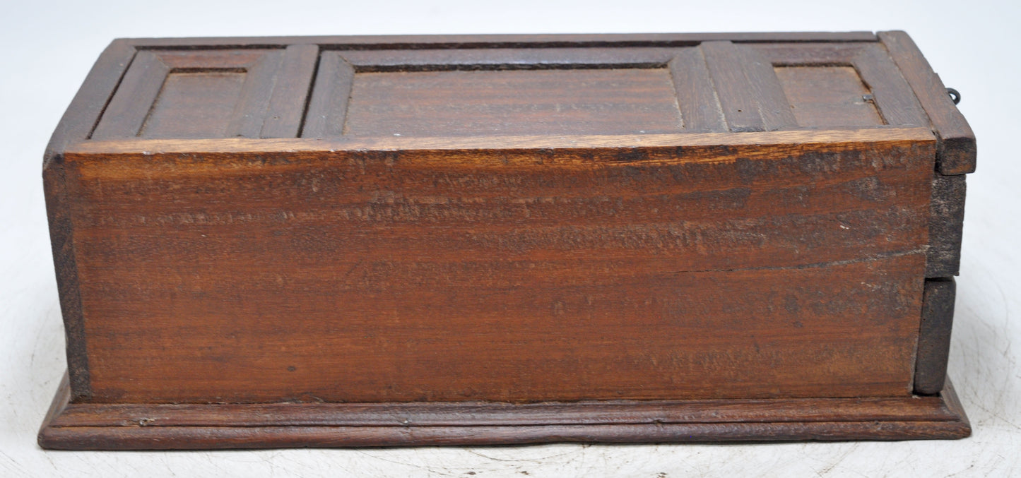 Antique Wooden Long Storage Box Original Old Hand Crafted Sliding Top