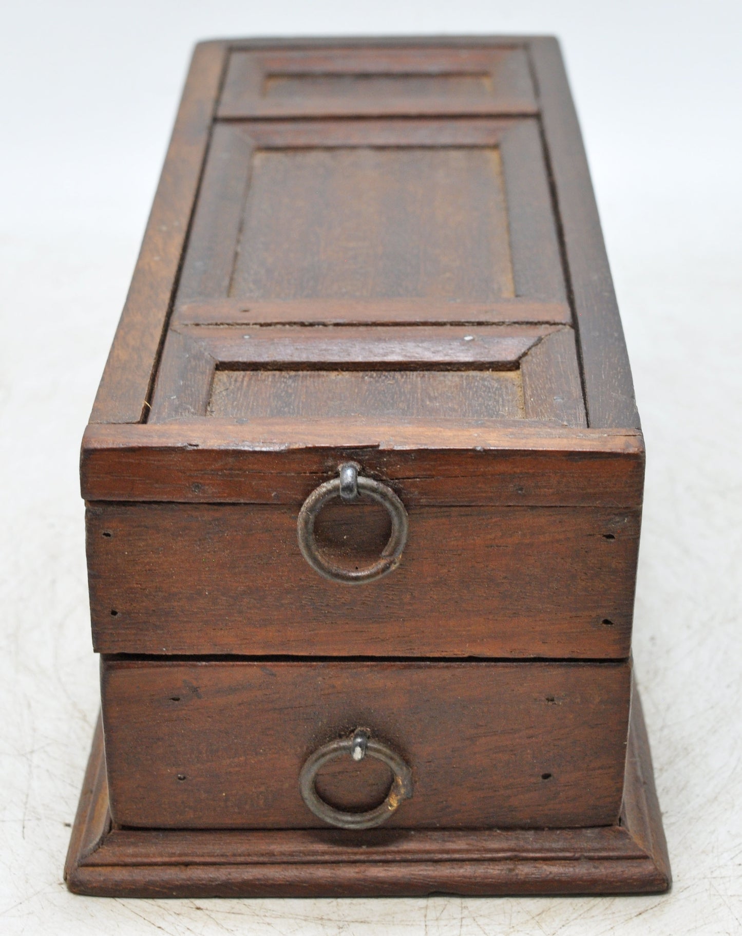 Antique Wooden Long Storage Box Original Old Hand Crafted Sliding Top