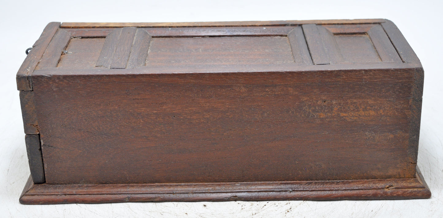Antique Wooden Long Storage Box Original Old Hand Crafted Sliding Top