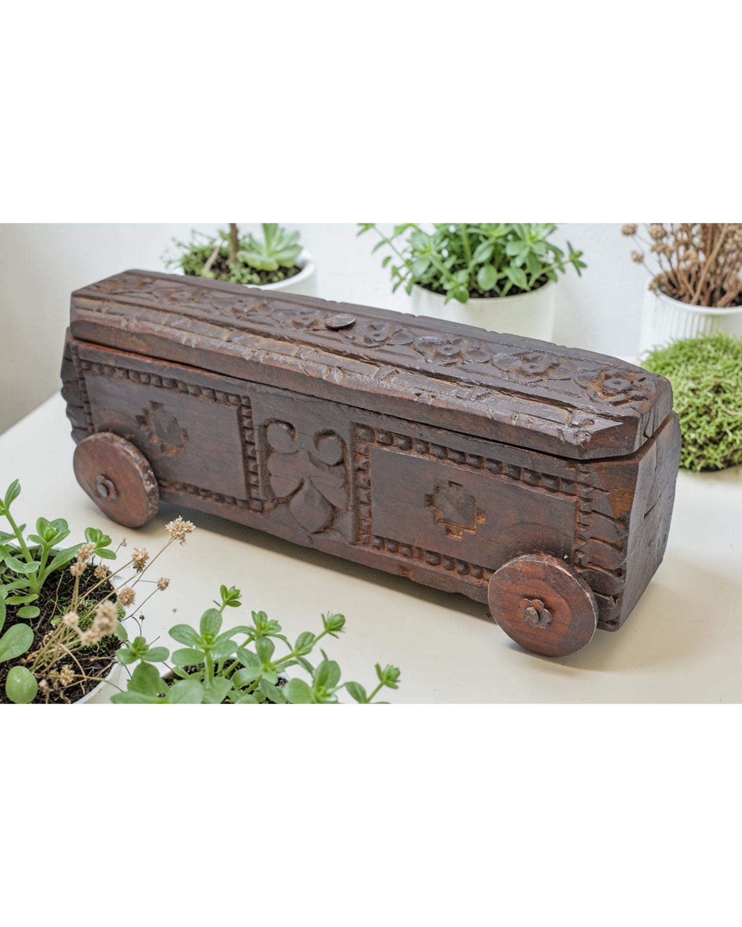 Antique Wooden Kitchenware Spice Box Original Old Fine Hand Carved