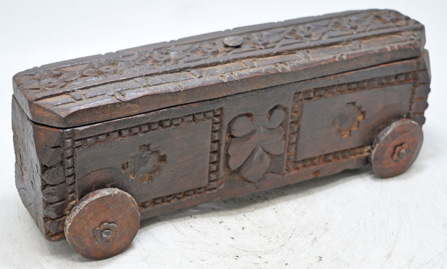 Antique Wooden Kitchenware Spice Box Original Old Fine Hand Carved