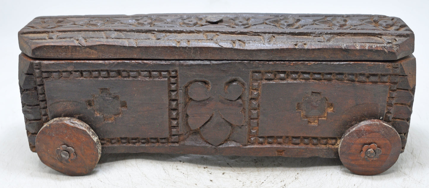 Antique Wooden Kitchenware Spice Box Original Old Fine Hand Carved