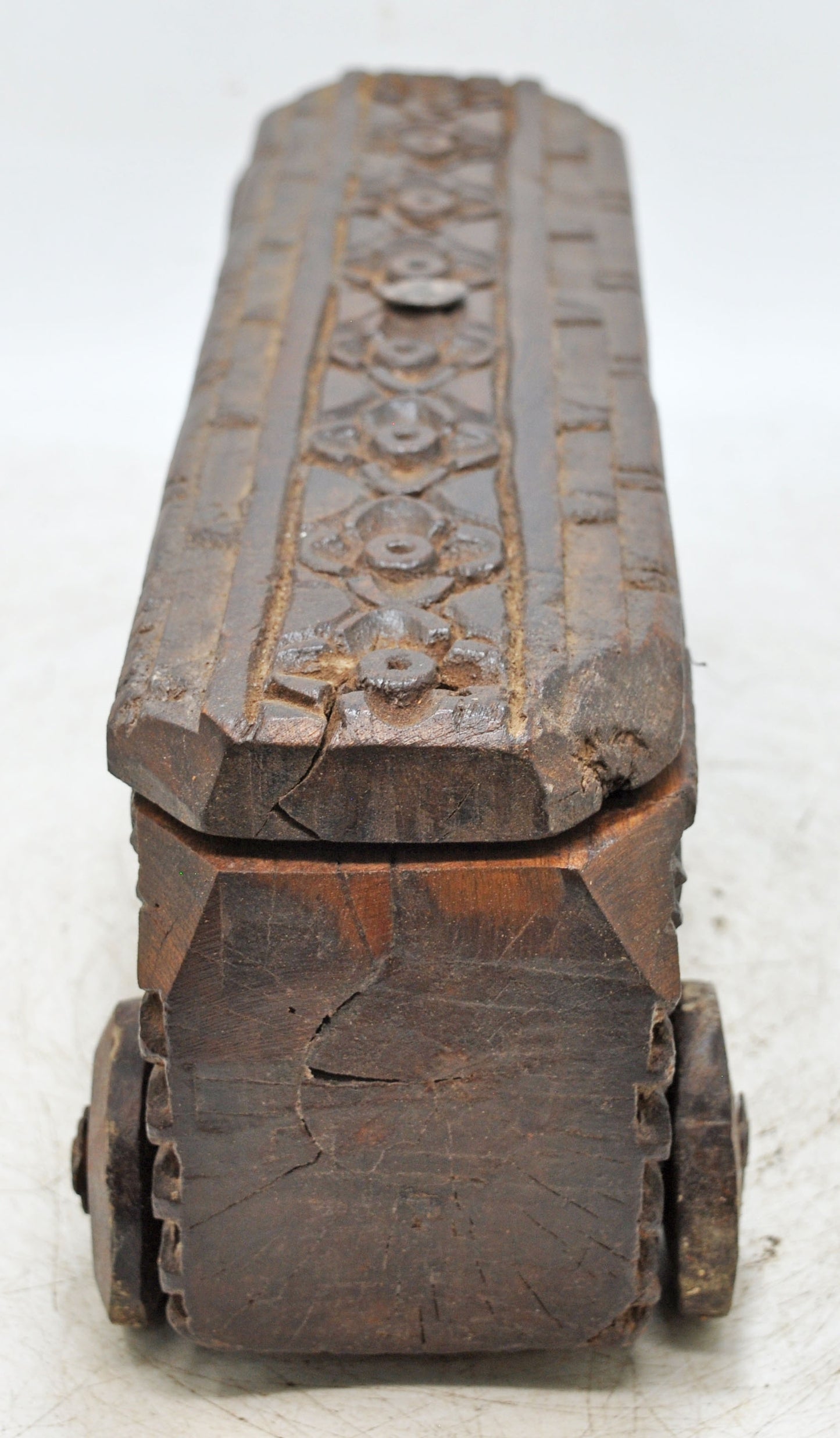 Antique Wooden Kitchenware Spice Box Original Old Fine Hand Carved