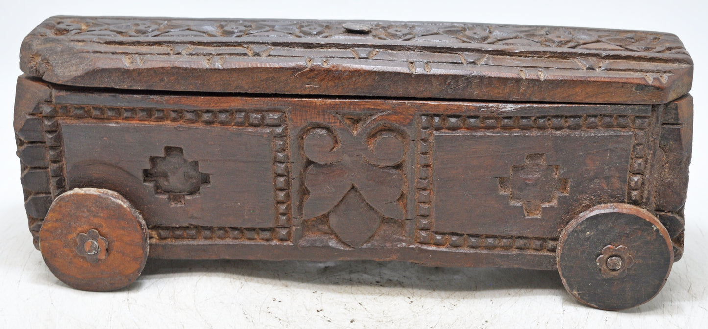 Antique Wooden Kitchenware Spice Box Original Old Fine Hand Carved