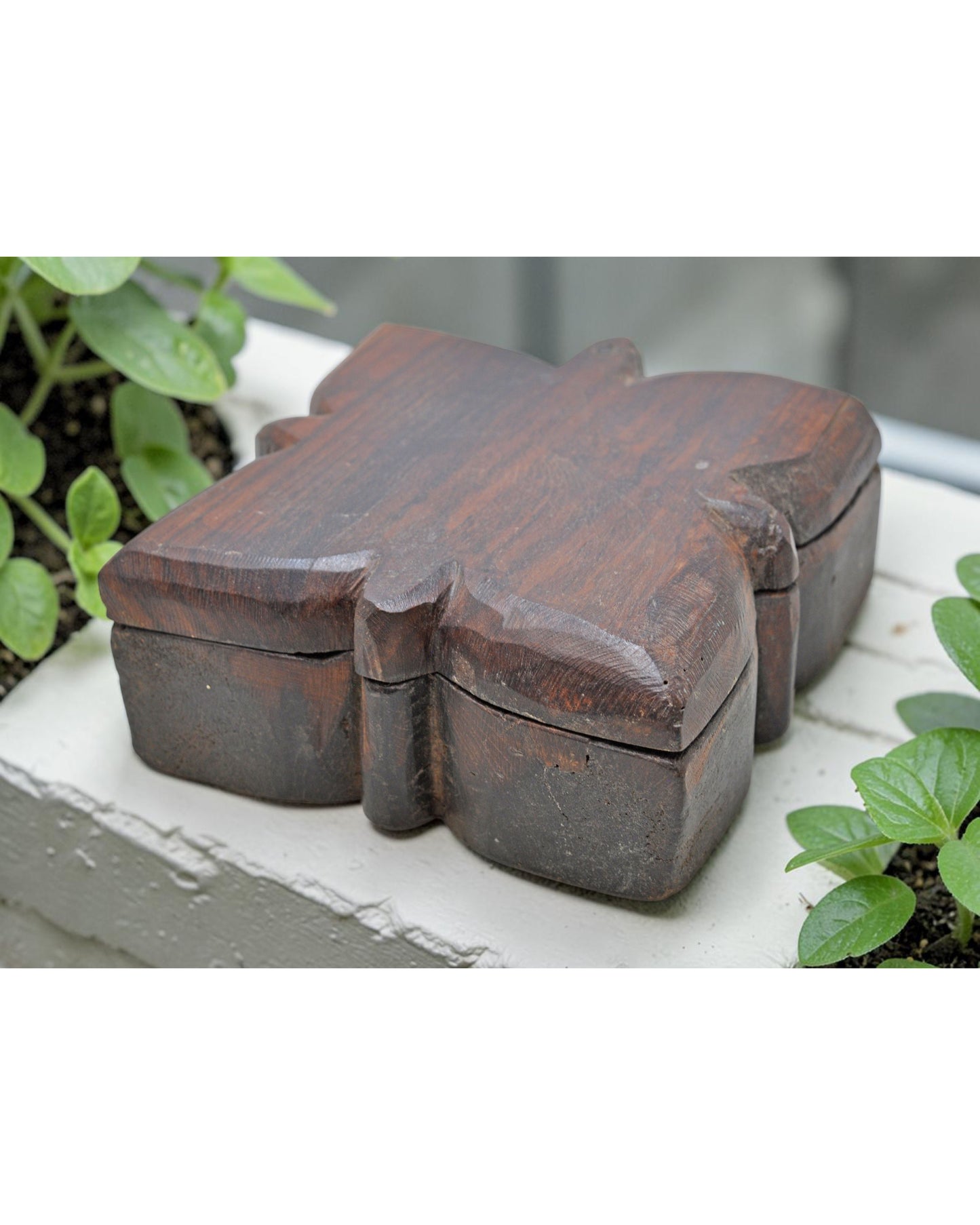 Antique Wooden Kitchenware Spice Box Original Old Hand Carved