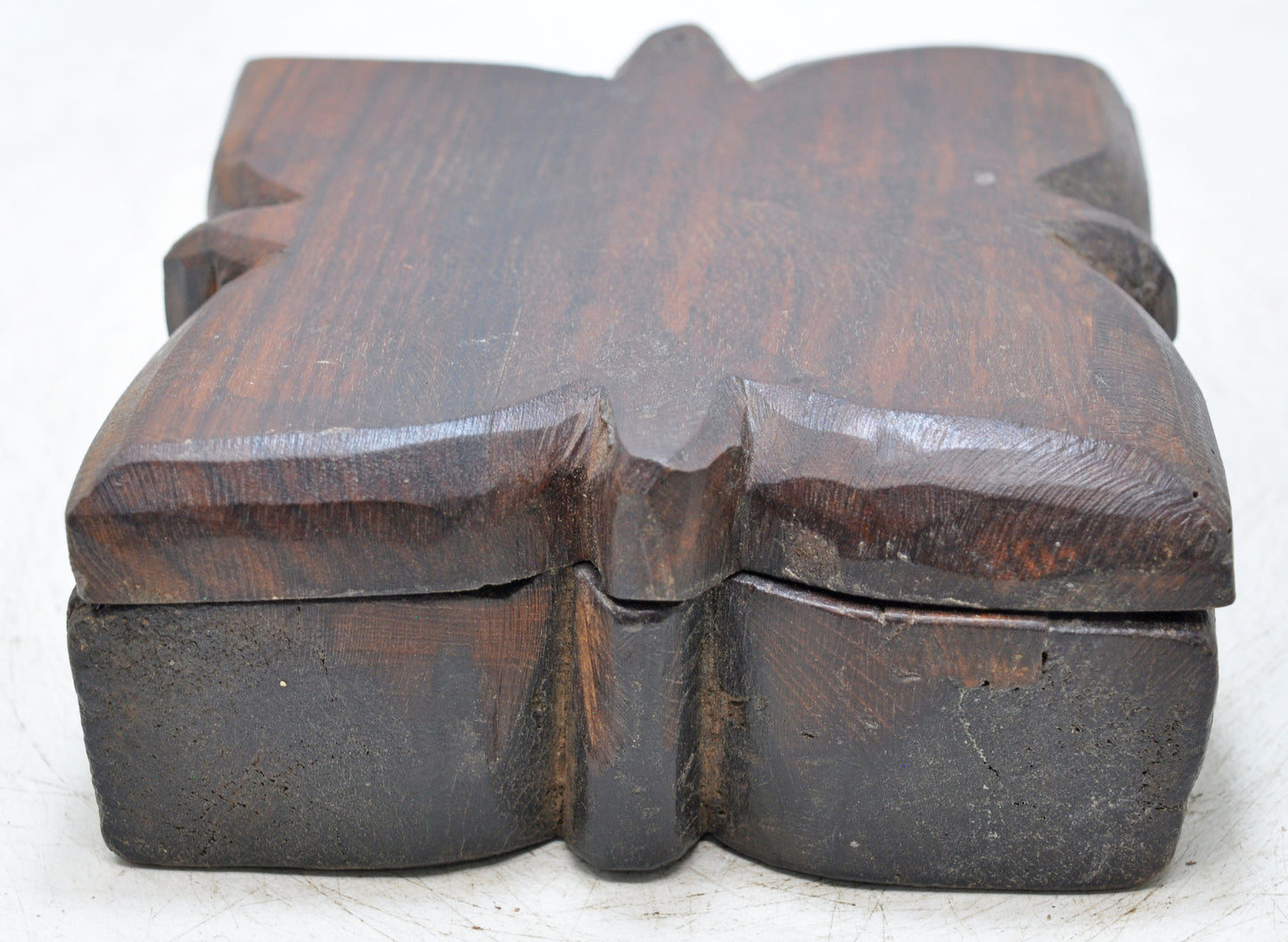 Antique Wooden Kitchenware Spice Box Original Old Hand Carved