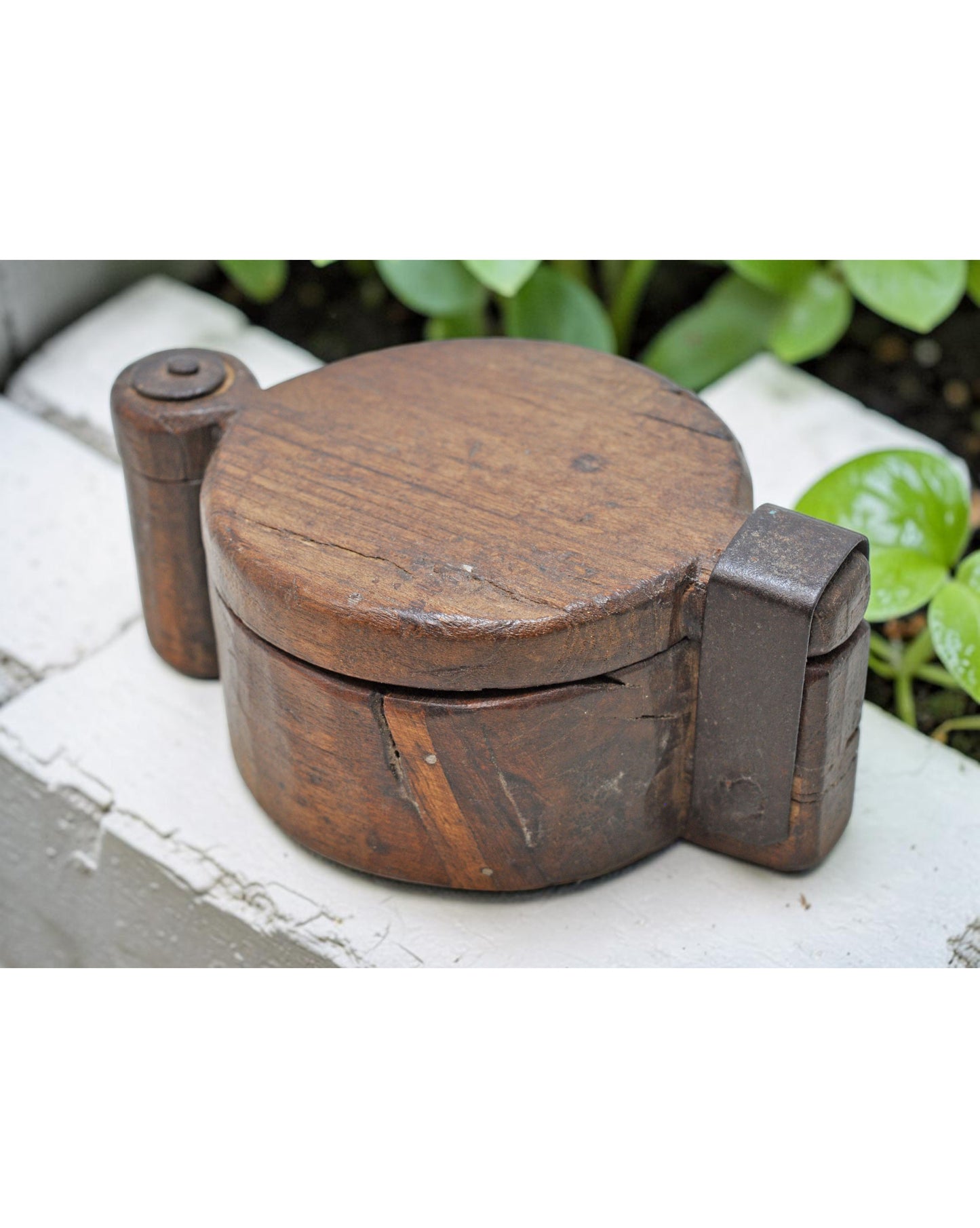 Antique Wooden Kitchenware Spice Box Original Old Hand Carved