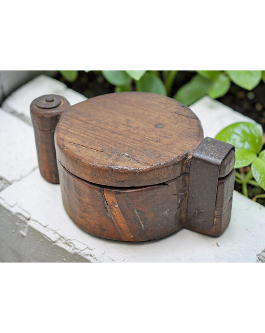 Antique Wooden Kitchenware Spice Box Original Old Hand Carved