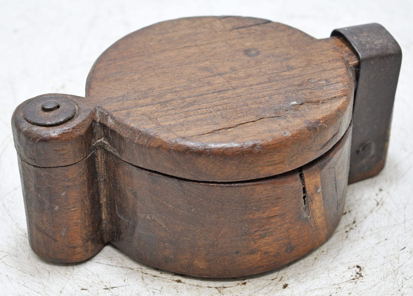 Antique Wooden Kitchenware Spice Box Original Old Hand Carved