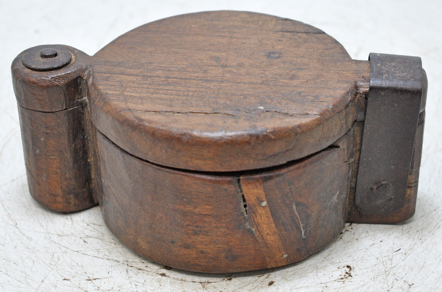 Antique Wooden Kitchenware Spice Box Original Old Hand Carved