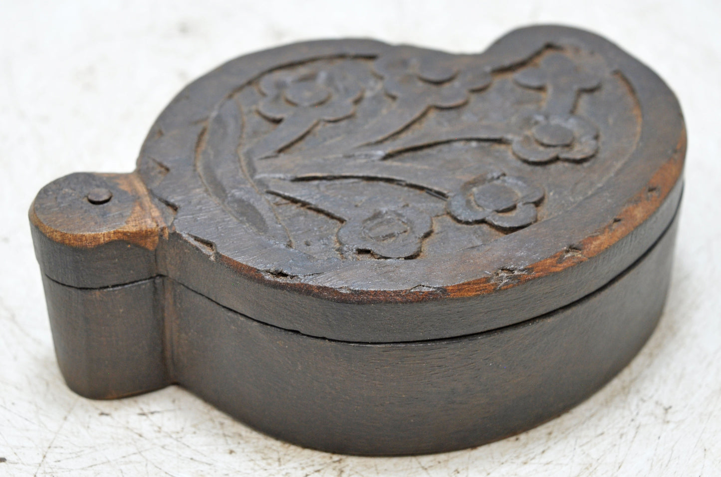Antique Wooden Kitchenware Spice Box Original Old Hand Carved