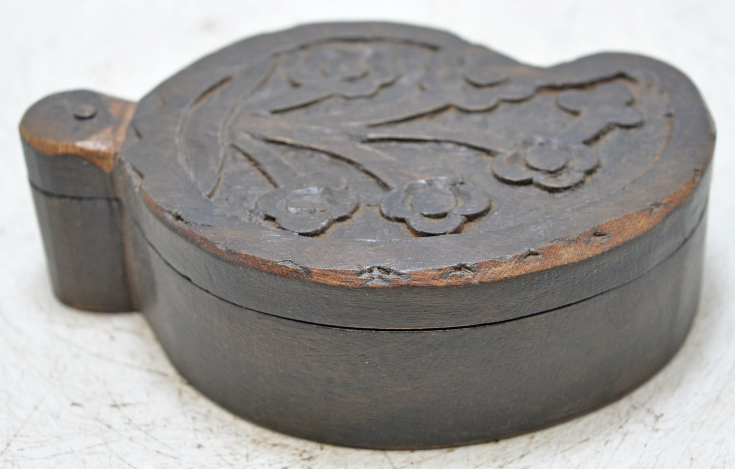 Antique Wooden Kitchenware Spice Box Original Old Hand Carved