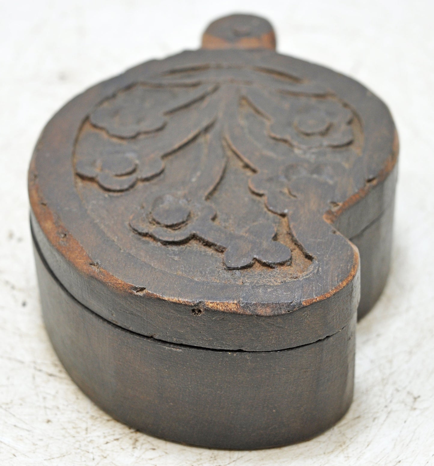 Antique Wooden Kitchenware Spice Box Original Old Hand Carved
