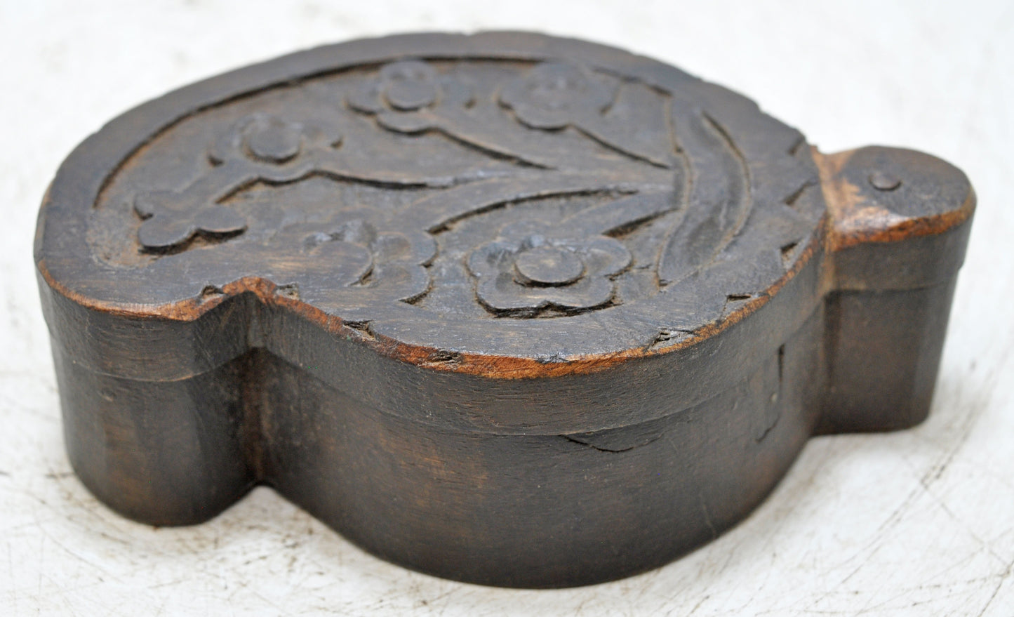 Antique Wooden Kitchenware Spice Box Original Old Hand Carved