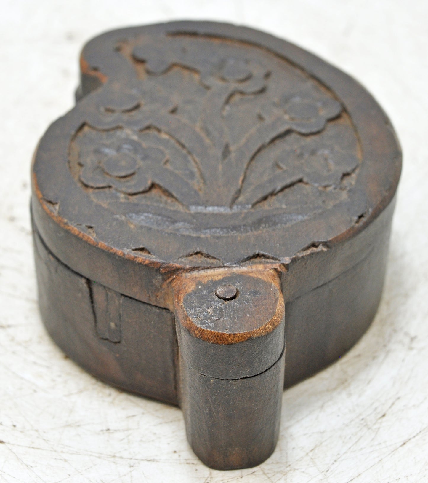 Antique Wooden Kitchenware Spice Box Original Old Hand Carved