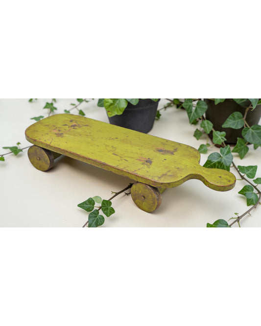 Vintage Wooden Service Tray on Wheels Original Old Hand Crafted