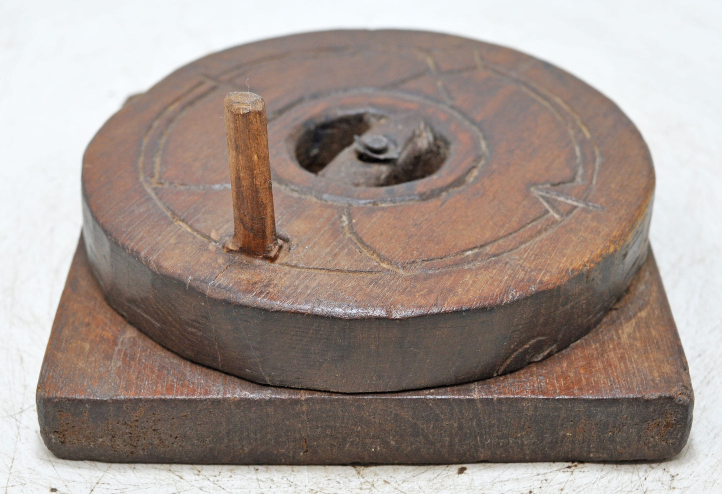 Antique Wooden Grain Grinder Toy Original Old Hand Carved