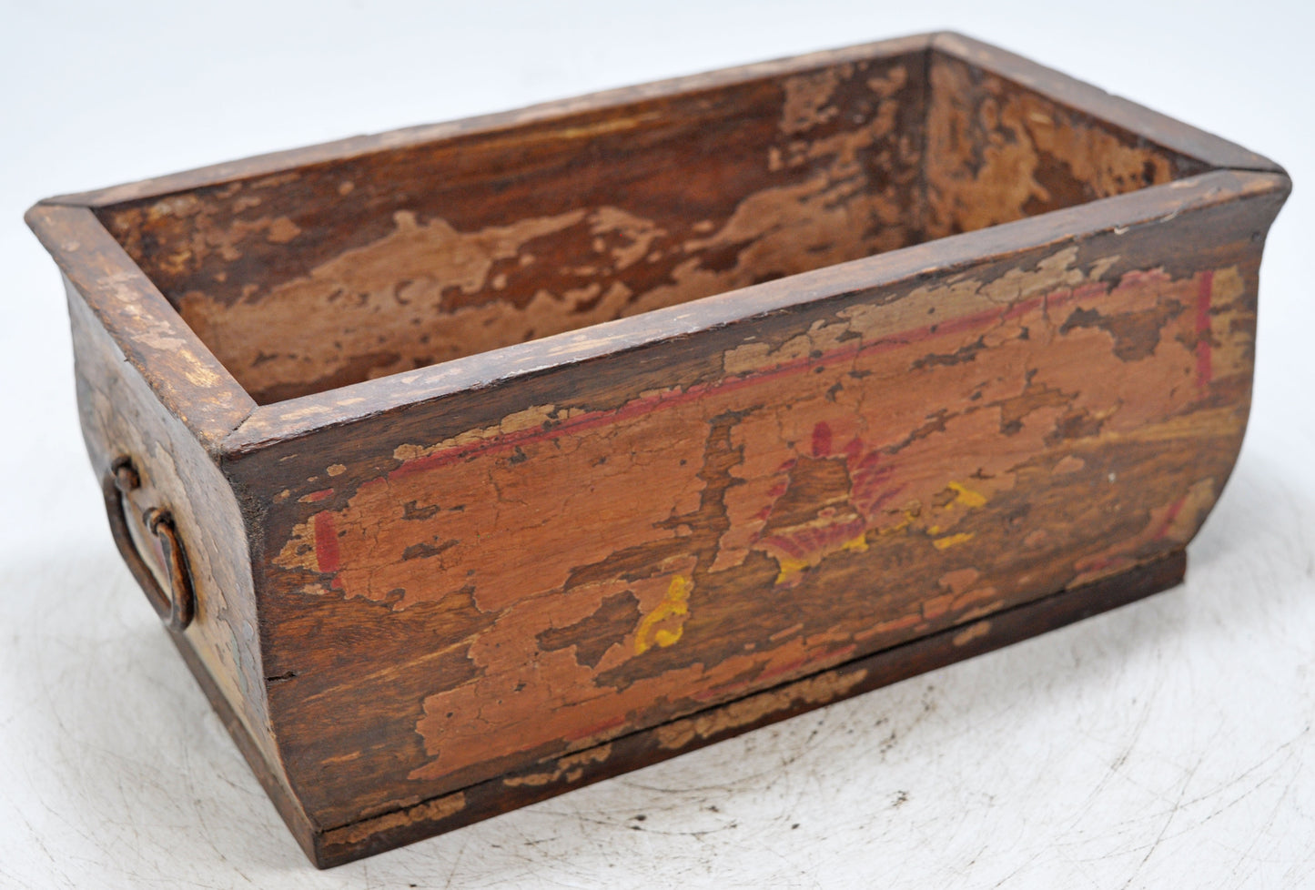 Vintage Wooden Long Planter Basket Original Old Hand Crafted Rustic Painted