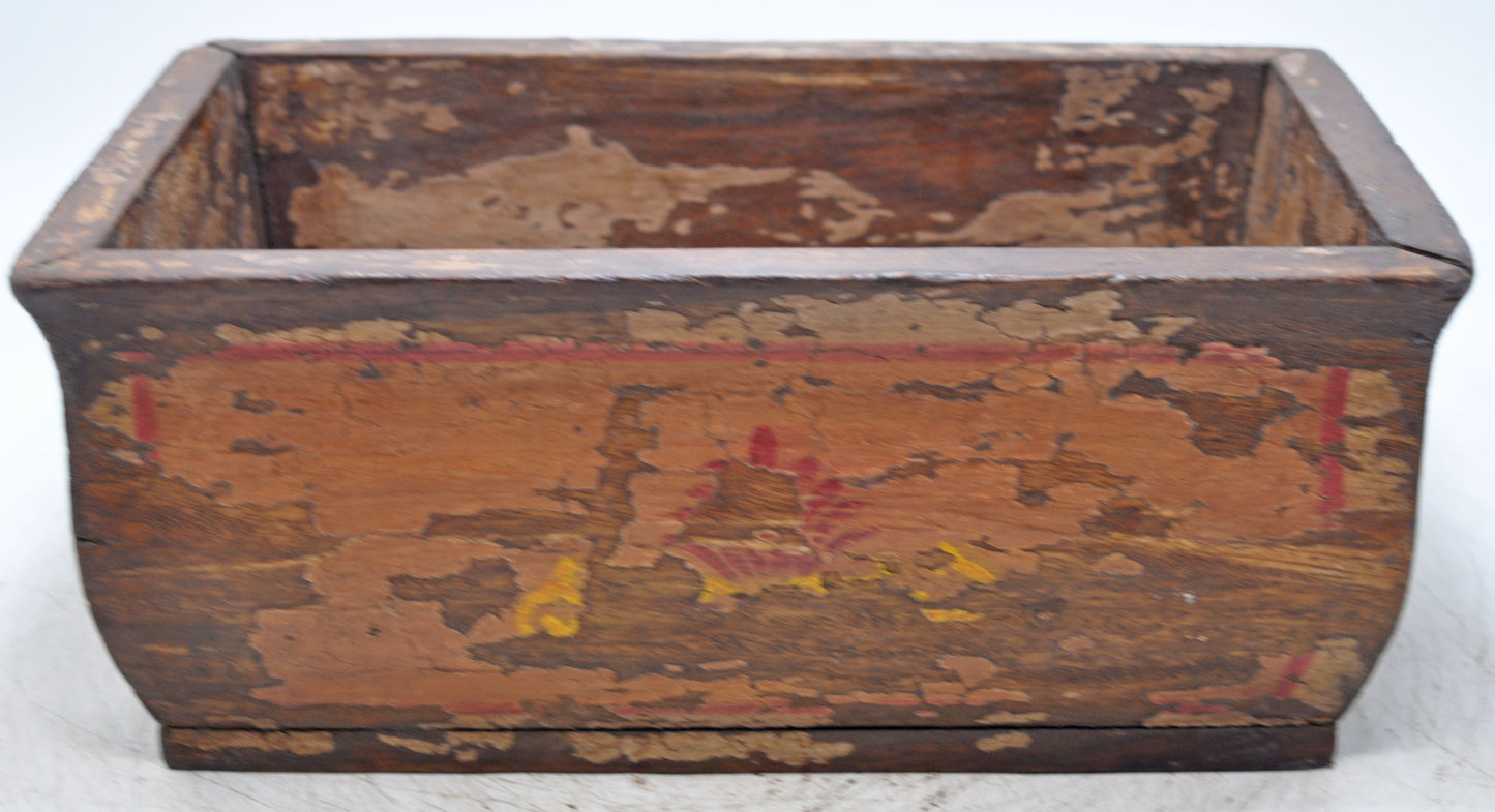 Vintage Wooden Long Planter Basket Original Old Hand Crafted Rustic Painted