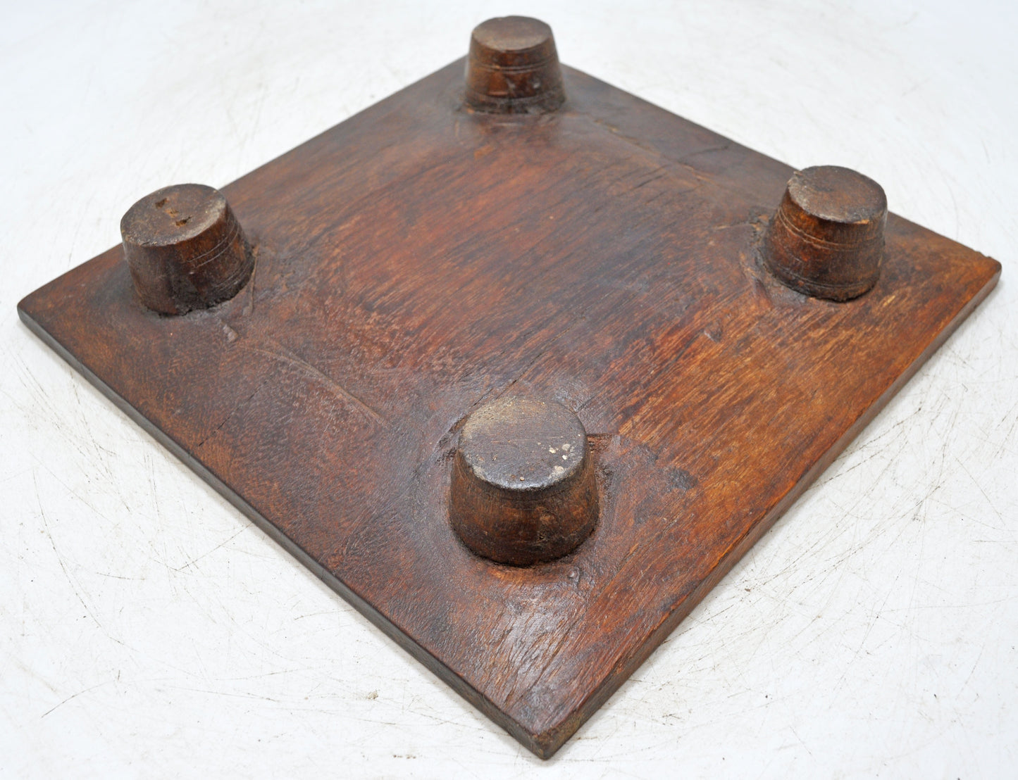 Vintage Wooden Square Tabetop Fruit Bowl Original Old Hand Crafted