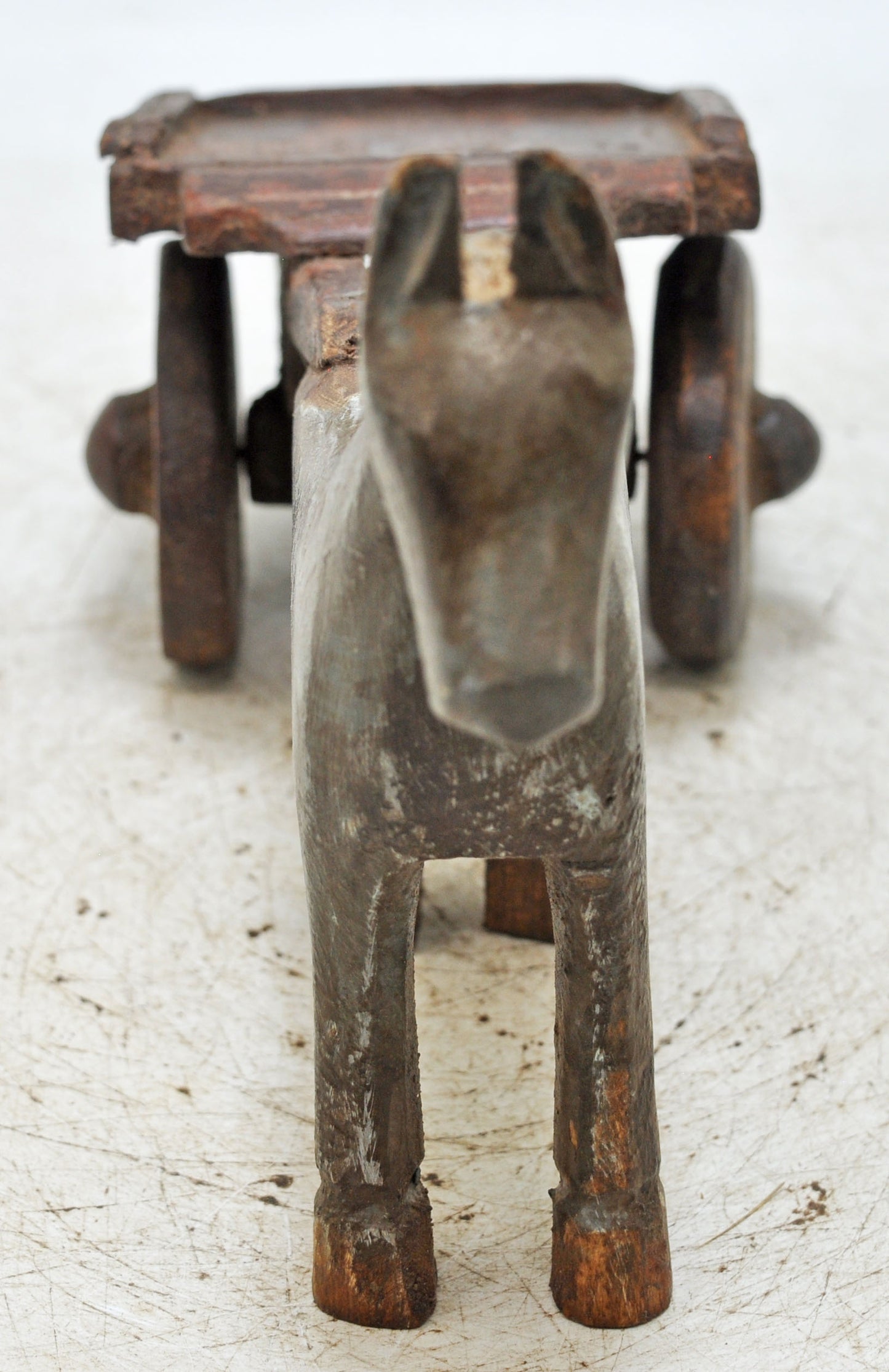 Vintage Wooden Horse Cart Figurine Original Old Hand Carved