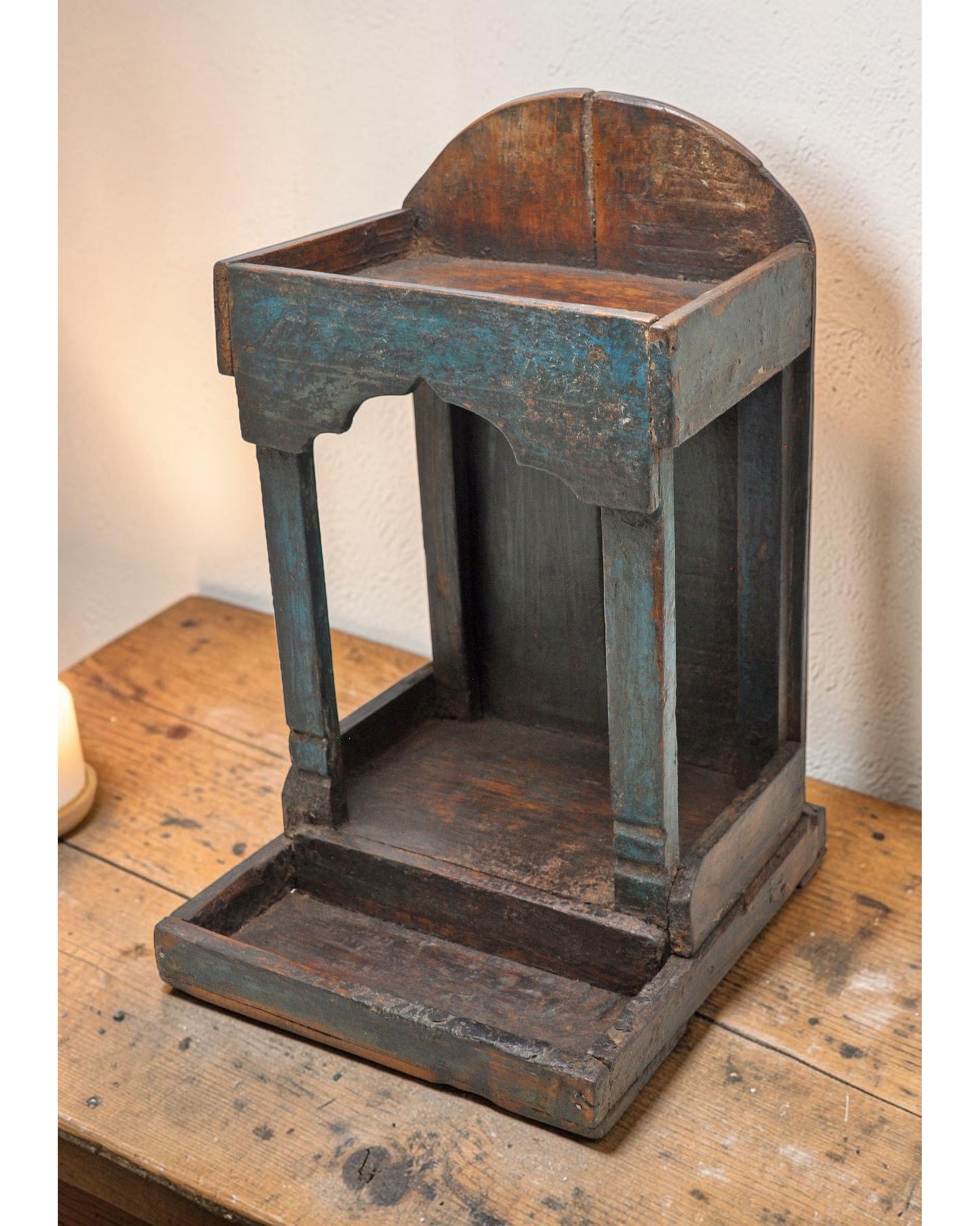 Antique Wooden Puja Worship Temple Pedestal Original Old Hand Crafted