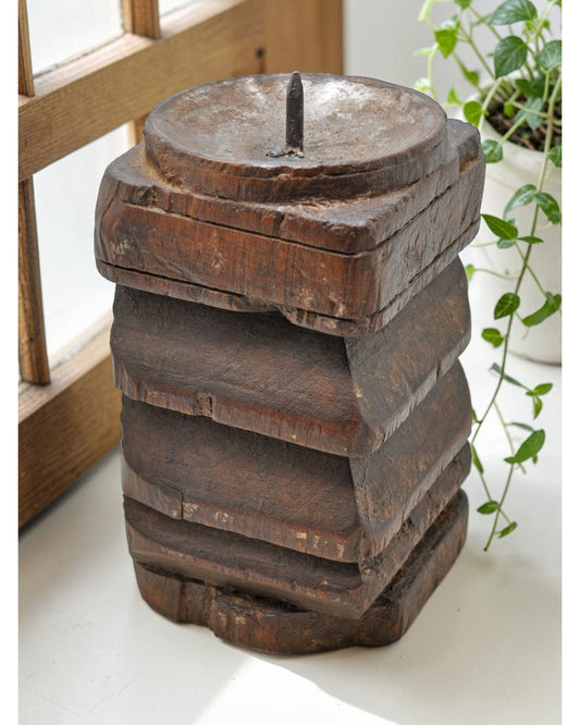Antique Wooden Paga Candle Holder Stand Original Old Hand Carved