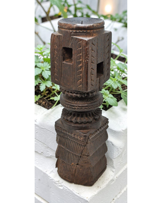Antique Wooden Paga Candle Holder Stand Original Old Very Fine Hand Carved