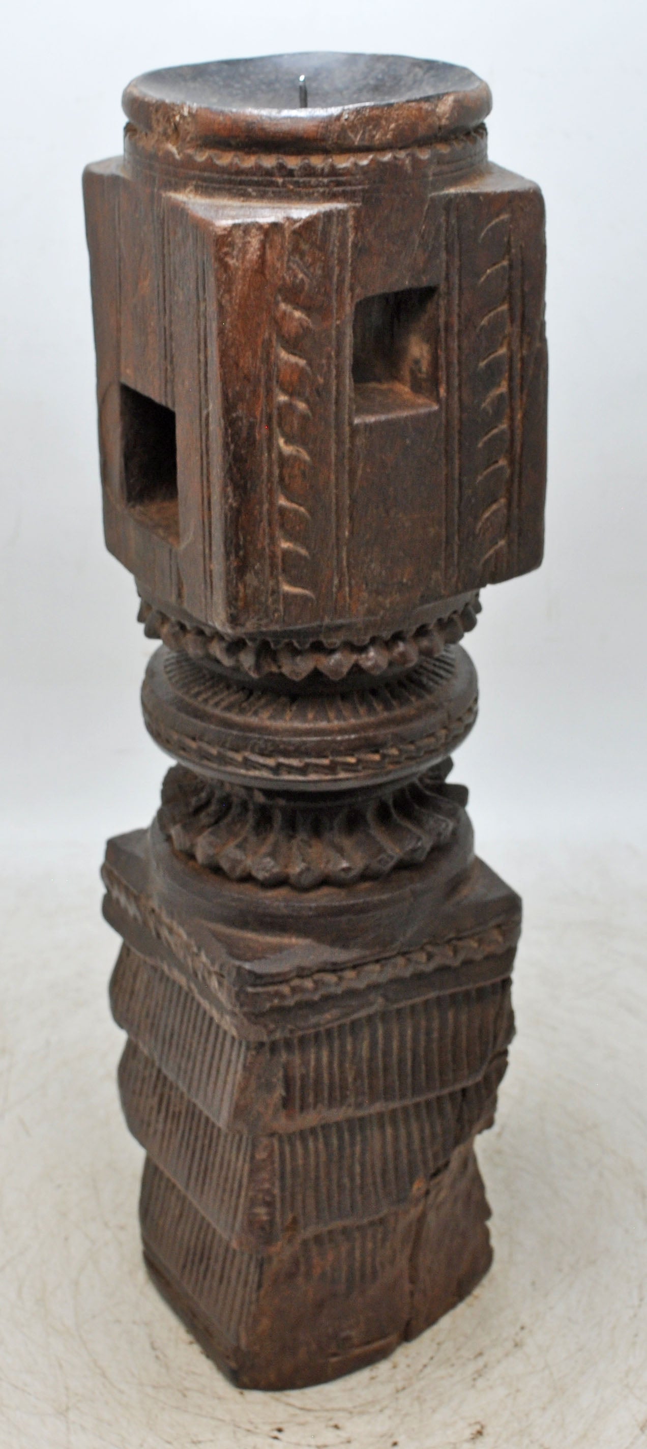 Antique Wooden Paga Candle Holder Stand Original Old Very Fine Hand Carved