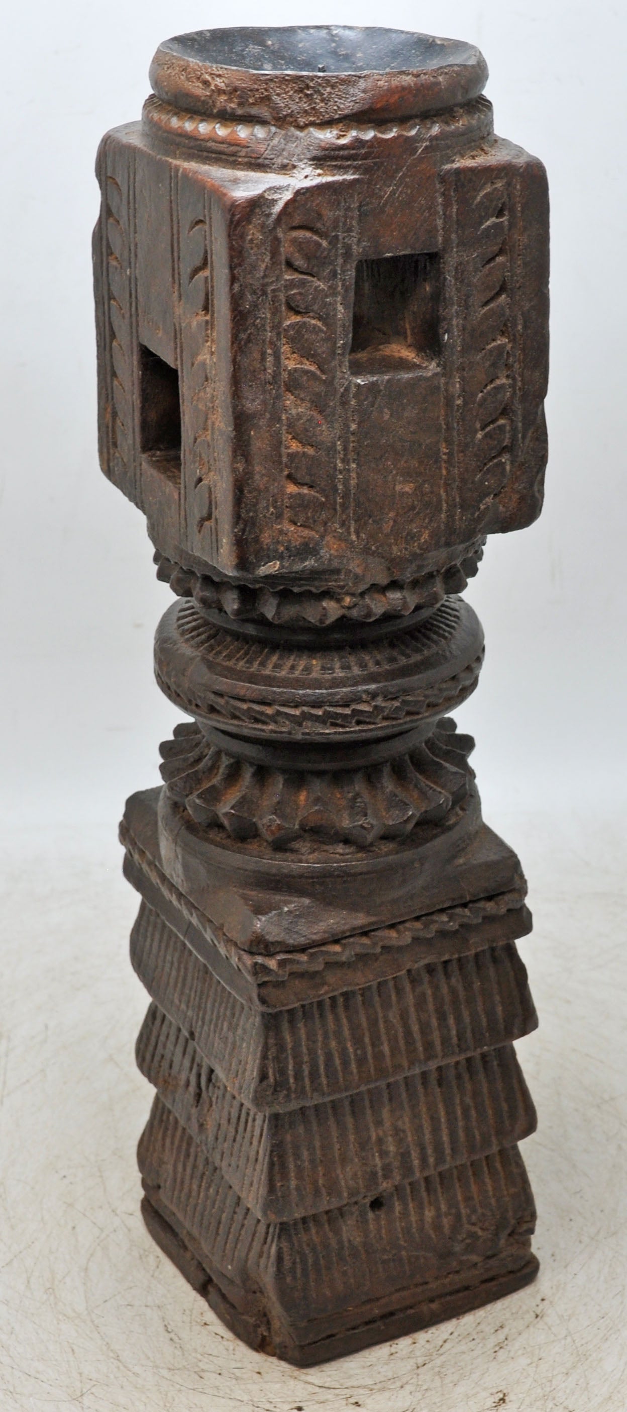 Antique Wooden Paga Candle Holder Stand Original Old Very Fine Hand Carved