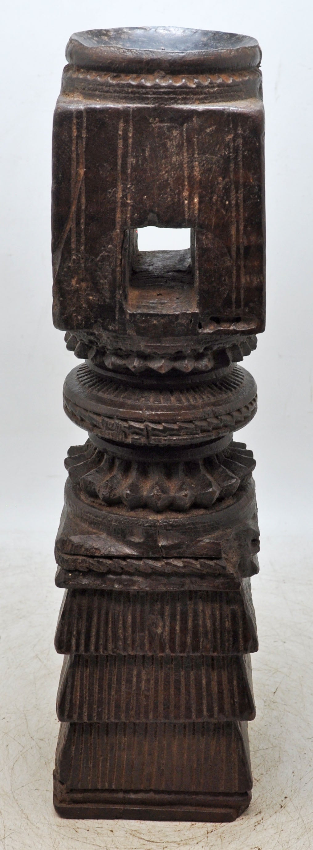Antique Wooden Paga Candle Holder Stand Original Old Very Fine Hand Carved