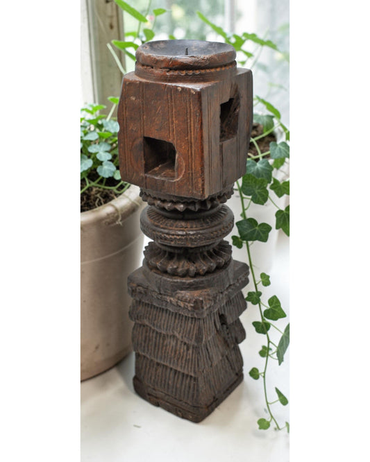 Antique Wooden Paga Candle Holder Stand Original Old Very Fine Hand Carved